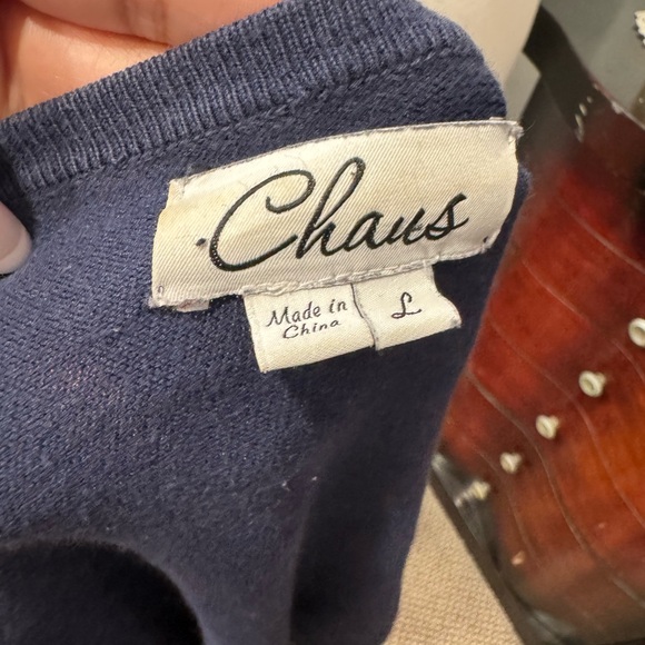 BLUE BUTTON DOWN SWEATER - Picture 4 of 8